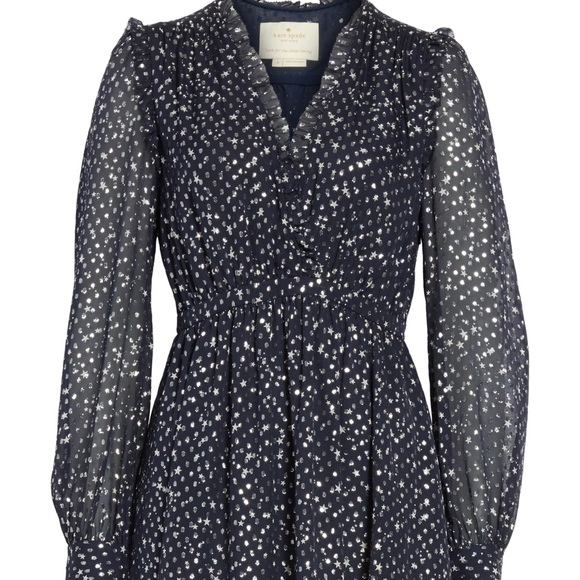 Kate spade navy metallic star silk dress - Picture 6 of 11